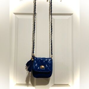 Charming Charlie Quilted Royal Blue Crossbody with Tassel